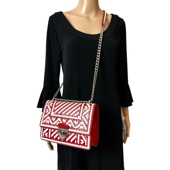 Prada Madras Leather Woven Crossbody Bag - Picture 3 of 10